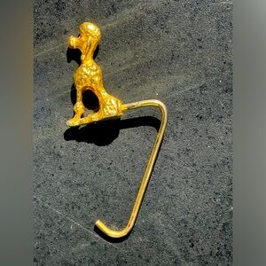 Vintage Golden Poodle Purse Hook for table.
